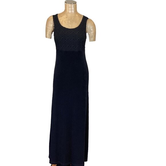 Chico's Travelers Lace Bodice Maxi Tank Dress Sz 0 (S/4) Black  #278J - Picture 1 of 8